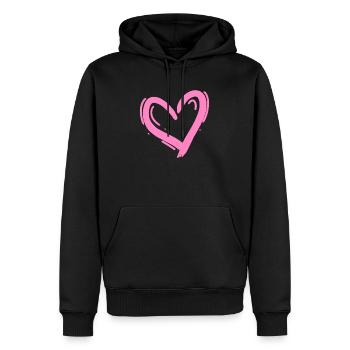Herz Design Liebe Rosa - Männer Premium Bio Hoodie - Schwarz - Vorne - Nico (187cm)