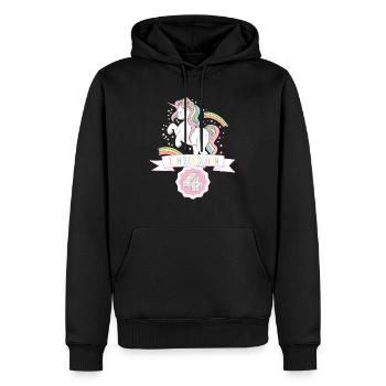 4ème anniversaire Licorne vieilles années fille cadeau - Sweat à capuche Premium bio Homme - noir - Devant - Nico (187cm)