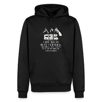 Camping Tour Wohnwagen Geld macht nicht glücklich - Männer Premium Bio Hoodie - Schwarz - Vorne - Nico (187cm)