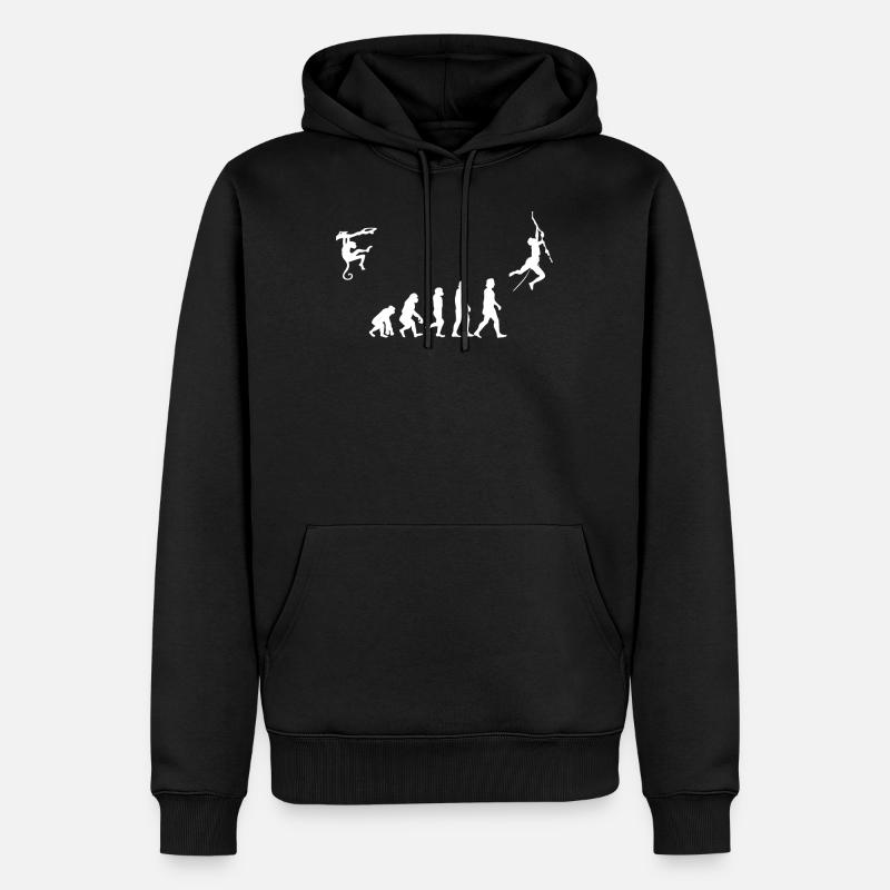 Evolution de l’escalade, Bouldern, Alpinisme - Sweat à capuche Premium bio Homme - noir