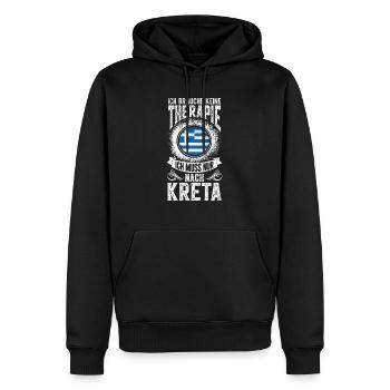 Ich brauche keine Therapie Ich muss nur nach Kreta - Männer Premium Bio Hoodie - Schwarz - Vorne - Nico (187cm)