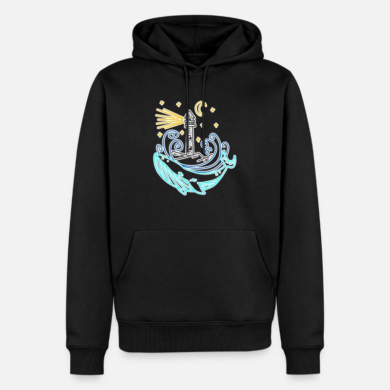 Phare côte mer mer - Sweat à capuche Premium bio Homme - noir