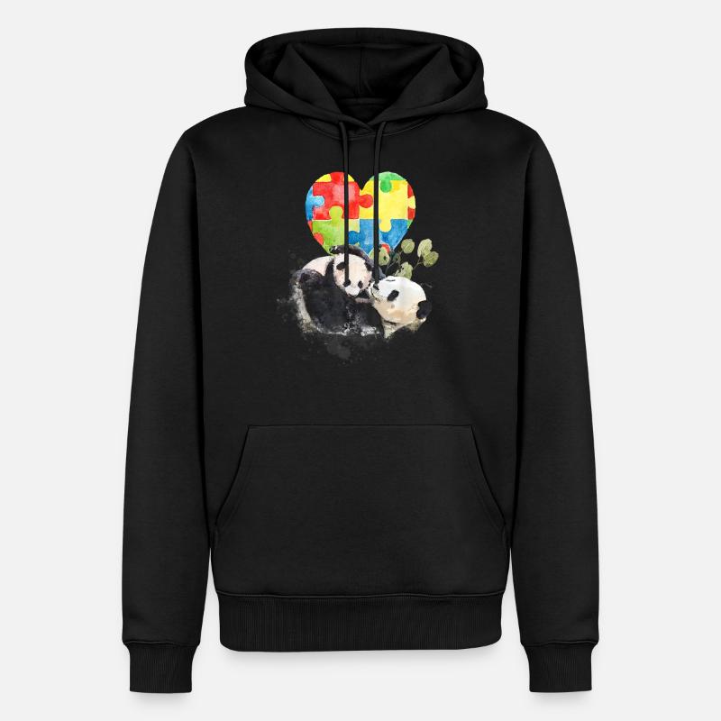 Panda Bunt Autismus Anders sein - Männer Premium Bio Hoodie - Schwarz