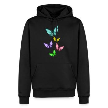 Cute Colorful Butterflies Vintage Butterfly - Sweat à capuche Premium bio Homme - noir - Devant - Nico (187cm)