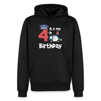 Police 4ème anniversaire année jeune enfant cadeau - Sweat à capuche Premium bio Homme - noir - Devant - Nico (187cm)