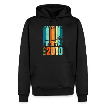 Vintage 2010 10 Anniversaire rétro millésime cadeau - Sweat à capuche Premium bio Homme - noir - Devant - Nico (187cm)