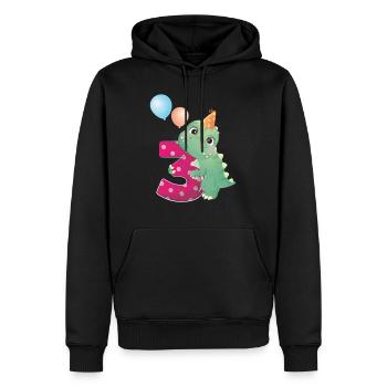 3 anniversaire des dinosaures année Trois Dino cadeau - Sweat à capuche Premium bio Homme - noir - Devant - Nico (187cm)