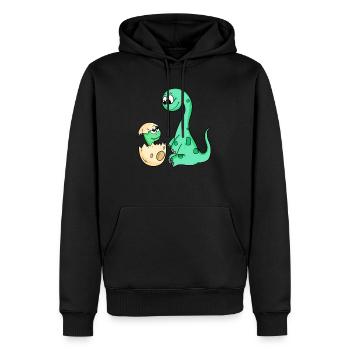 Dinosaures avec bébé dinosaures - Sweat à capuche Premium bio Homme - noir - Devant - Nico (187cm)