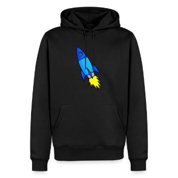 Missile spatial - Sweat à capuche Premium bio Homme - noir - Devant - Nico (187cm)