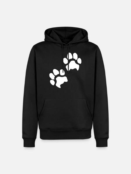 Zampa stampa zampe cane zampe cani - Felpa con cappuccio ecologica premium da uomo - nero