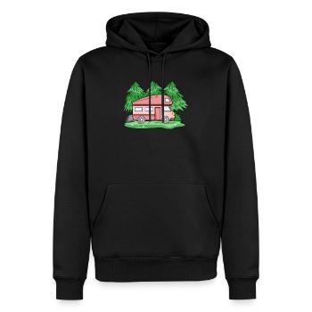 Wohnwagen Camper Geschenk - Männer Premium Bio Hoodie - Schwarz - Vorne - Nico (187cm)