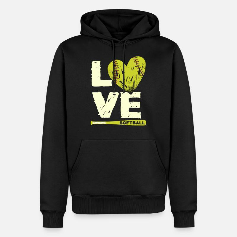 J’aime le softball, le softball - Sweat à capuche Premium bio Homme - noir