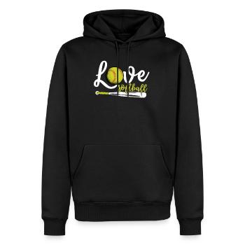 Ich Liebe Softball, Softball - Männer Premium Bio Hoodie - Schwarz - Vorne - Nico (187cm)