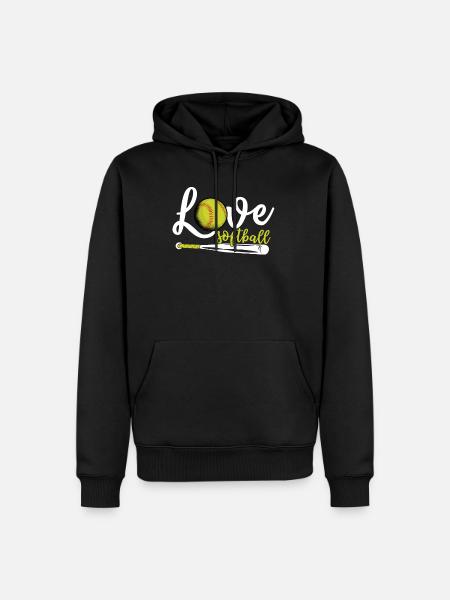 I Love Softball, Softball - Men’s Premium Organic Hoodie - black