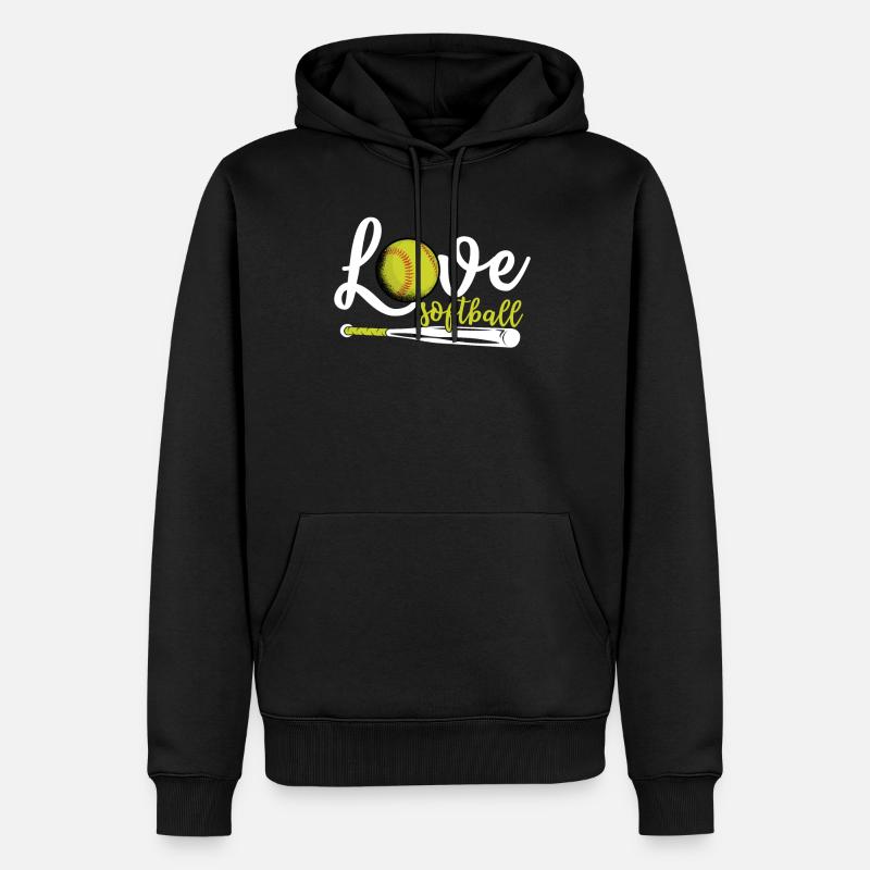 Ich Liebe Softball, Softball - Männer Premium Bio Hoodie - Schwarz