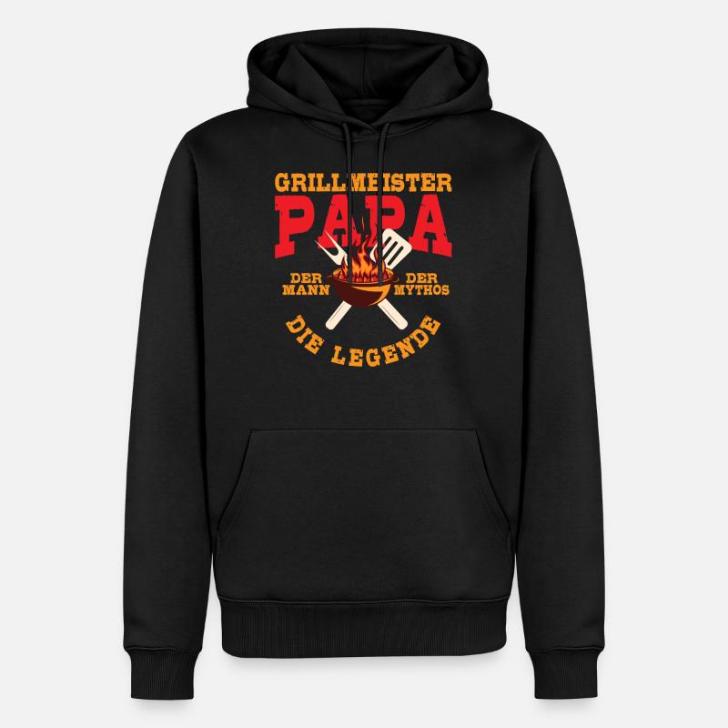Grillmeister Papa, Der Mann der Mythos, BBQ - Männer Premium Bio Hoodie - Schwarz