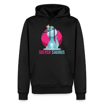 Sœur Saurus, dinosaure, Dino, soeur - Sweat à capuche Premium bio Homme - noir - Devant - Nico (187cm)