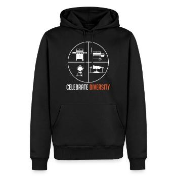 Célébrer la diversité, barbecue, barbecue, barbecue - Sweat à capuche Premium bio Homme - noir - Devant - Nico (187cm)
