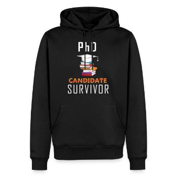 PhD Survivor Funny Student Doctor Title - Men’s Premium Organic Hoodie - black - Front - Nico (187cm)