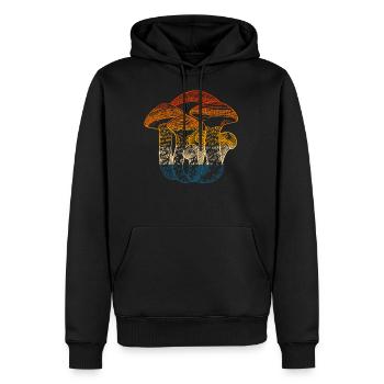 Retro Pilz Mykologie Wilde Pilze - Männer Premium Bio Hoodie - Schwarz - Vorne - Nico (187cm)