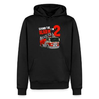 2ème anniversaire ans jeune pompier cadeau - Sweat à capuche Premium bio Homme - noir - Devant - Nico (187cm)