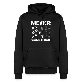 Never Walk alone chien cheval - Sweat à capuche Premium bio Homme - noir - Devant - Nico (187cm)