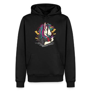 heavy metal unicorn rock - Men’s Premium Organic Hoodie - black - Front - Nico (187cm)