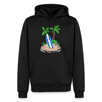 Insel mit Surfbrett - Männer Premium Bio Hoodie - Schwarz - Vorne - Nico (187cm)