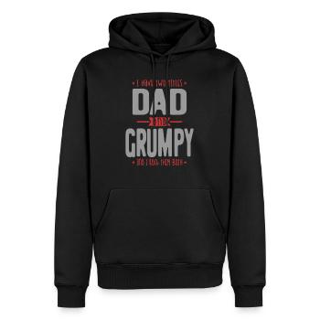 J’ai deux titres papa et grincheux | Papa et grand-père - Sweat à capuche Premium bio Homme - noir - Devant - Nico (187cm)