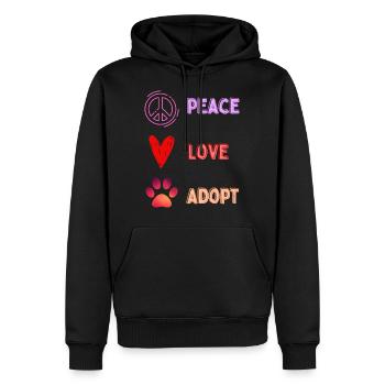 Friedensliebe adoptieren - Männer Premium Bio Hoodie - Schwarz - Vorne - Nico (187cm)