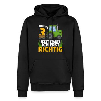 3. Geburtstag Traktor deko ich bin Endlich 3 Jahre - Männer Premium Bio Hoodie - Schwarz - Vorne - Nico (187cm)
