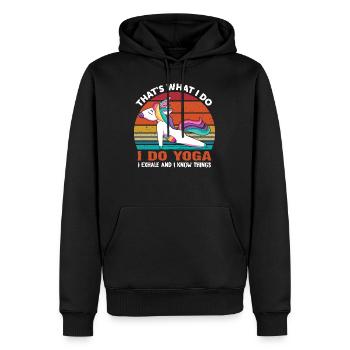 Chemise de yoga drôle - Je fais du yoga - Sweat à capuche Premium bio Homme - noir - Devant - Nico (187cm)