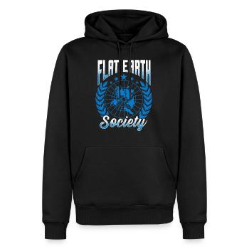 flat earth global lockdown the conspiracy - Men’s Premium Organic Hoodie - black - Front - Nico (187cm)