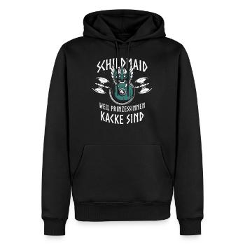Schildmaid, Vikinger Frau, Vikinger, Nordfrau - Männer Premium Bio Hoodie - Schwarz - Vorne - Nico (187cm)
