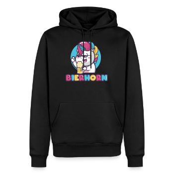 Einhorn, Einhörner, Bier, Bierhorn - Männer Premium Bio Hoodie - Schwarz - Vorne - Nico (187cm)