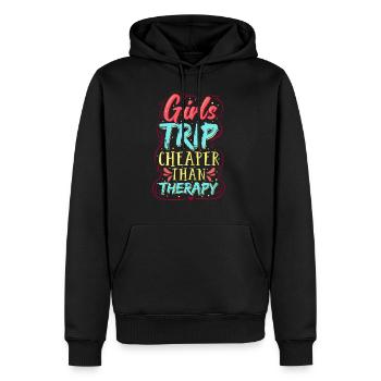 girls trip shirt Girls Trip Cheaper Than Therapy - Sweat à capuche Premium bio Homme - noir - Devant - Nico (187cm)