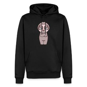 Faultier genervt - Männer Premium Bio Hoodie - Schwarz - Vorne - Nico (187cm)