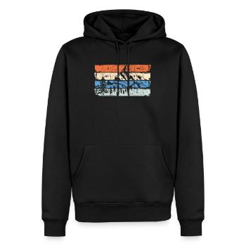 Hiking Wandern Berge Natur Berg Retro Geschenk - Männer Premium Bio Hoodie - Schwarz - Vorne - Nico (187cm)