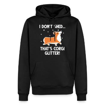Corgi Glitter - Men’s Premium Organic Hoodie - black - Front - Nico (187cm)