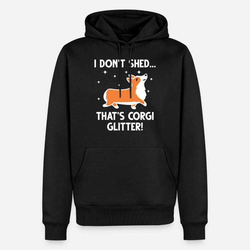 Corgi Glitter - Männer Premium Bio Hoodie - Schwarz