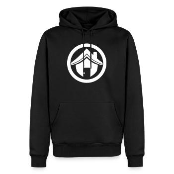 Maison toit - Sweat à capuche Premium bio Homme - noir - Devant - Nico (187cm)