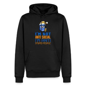 Eule Faul - Männer Premium Bio Hoodie - Schwarz - Vorne - Nico (187cm)