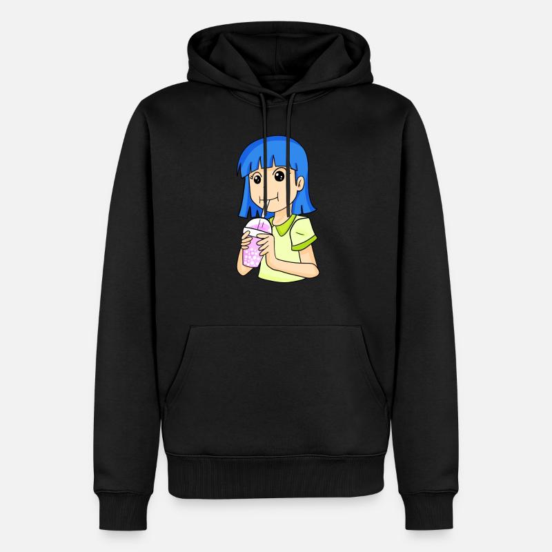 Anime Mädchen mit bubble tea - Männer Premium Bio Hoodie - Schwarz