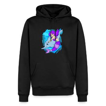 Meerjungfrau mit Delfin - Männer Premium Bio Hoodie - Schwarz - Vorne - Nico (187cm)