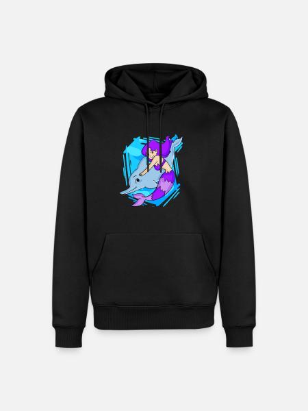 Mermaid with dolphin - Men’s Premium Organic Hoodie - black