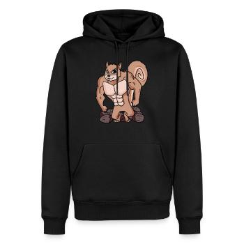 Écureuils avec muscles - Sweat à capuche Premium bio Homme - noir - Devant - Nico (187cm)