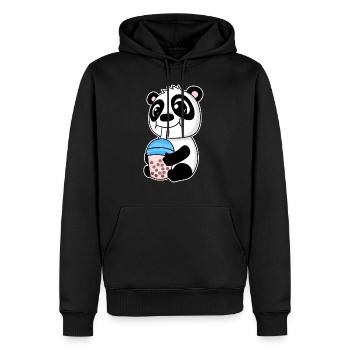 Bubble Tea Panda - Männer Premium Bio Hoodie - Schwarz - Vorne - Nico (187cm)