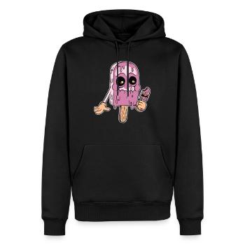 Glace glace glace crème glacée d’été rengaine cadeau - Sweat à capuche Premium bio Homme - noir - Devant - Nico (187cm)