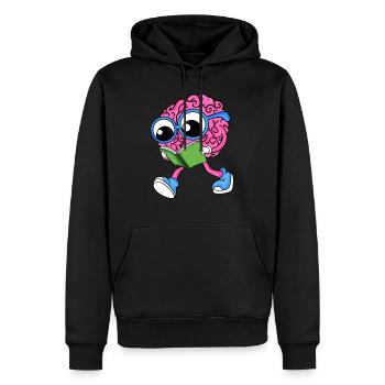 Gehirn am Lesen - Männer Premium Bio Hoodie - Schwarz - Vorne - Nico (187cm)