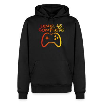 45. Geburtstag Level 45 Complete - Männer Premium Bio Hoodie - Schwarz - Vorne - Nico (187cm)